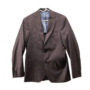 Ted Baker Endurance Sports Coat Blazer Mens 36S Kyle Brown Wool Silk Plaid